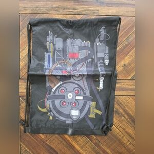 Black Drawstring Bag with Graphic Design